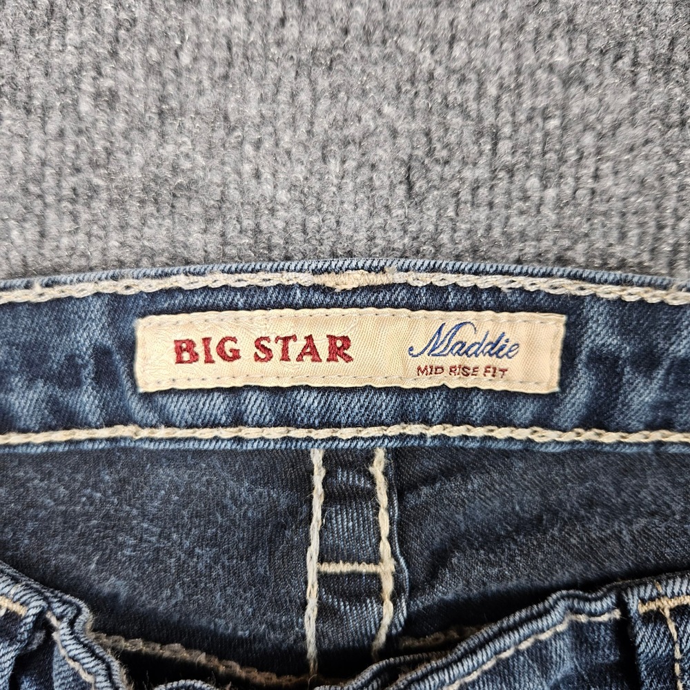 Big Star Maddie Mid Rise Fit Bootcut Jeans Women's 30L Dark Wash Stretch Western - Picture 2 of 13